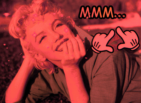 a picture of a woman with the word mmmm written on it