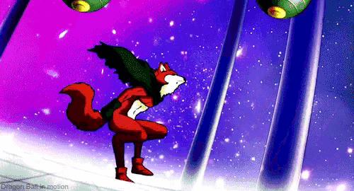 a cartoon of a fox with wings and the words dragon ball written below it