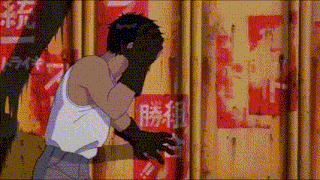 a man is covering his face with his hands while standing in front of a wall with chinese writing on it