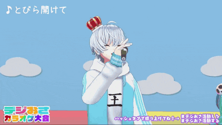 a girl with green hair is holding a microphone in front of a sign that says ' karaoke '