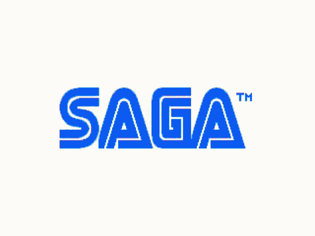 the sega logo is blue and white on a white background