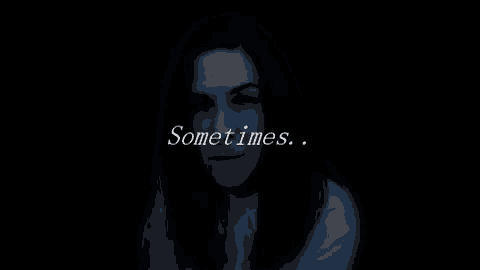 a woman in a dark room with the words " to gain it " above her