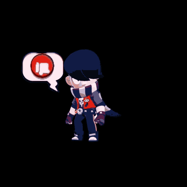 a cartoon character with a scarf around his neck has a speech bubble that says " i "