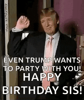 donald trump is wearing a suit and tie and waving .