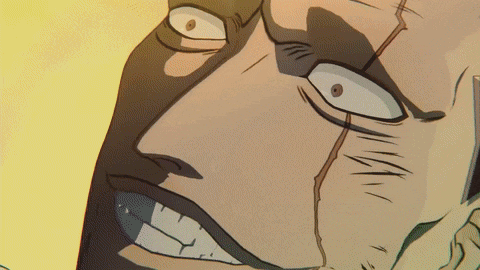 a close up of a cartoon character 's face with a big smile