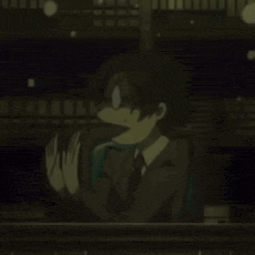 a man in a suit and tie is making a funny face while looking out a window .