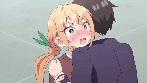 a man and a girl are hugging each other and the girl has a ponytail
