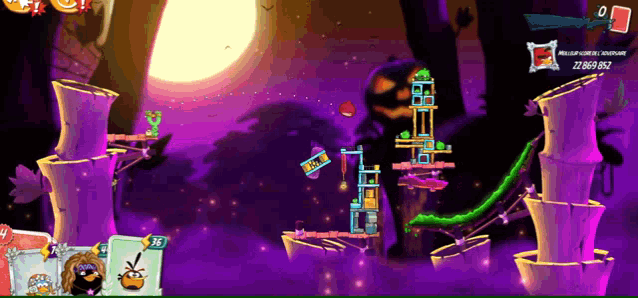 a screenshot of an angry birds game with a score of 27,869,872
