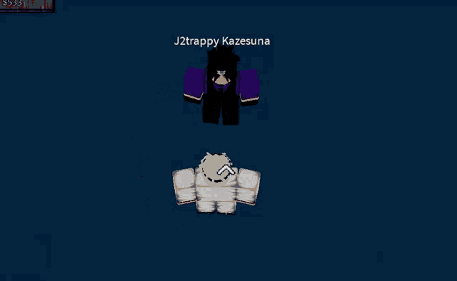 a screenshot of a video game with the name j2trappy kazesuna on it