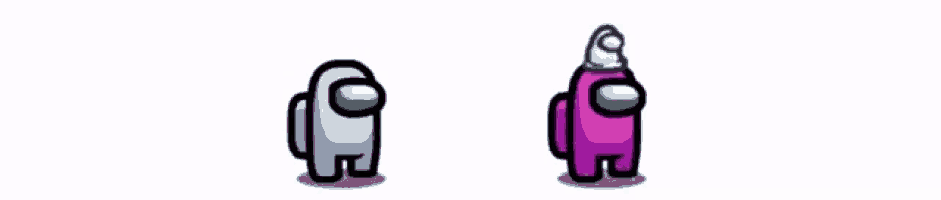 a cartoon of two among us characters holding each other 's arms .
