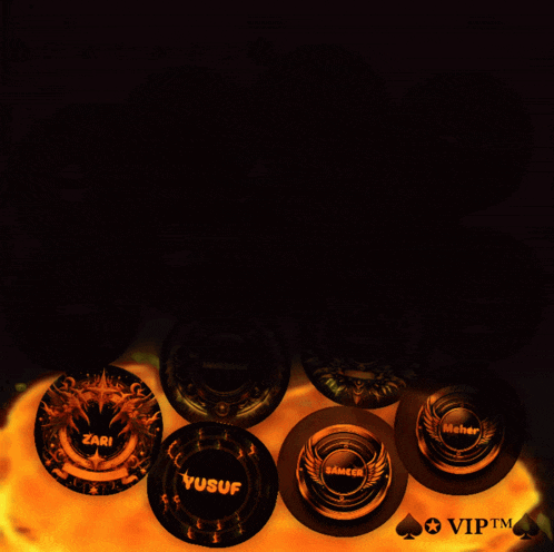 a group of poker chips with various names on them including yusuf