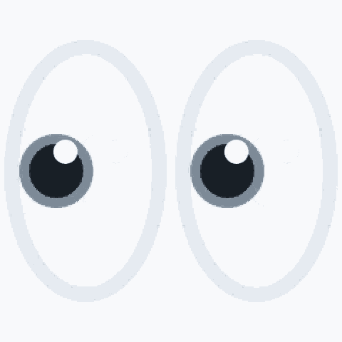 a pair of cartoon eyes with a black pupil and a white circle around them on a white background .