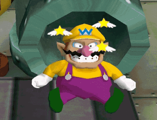 a cartoon character with a w on his hat