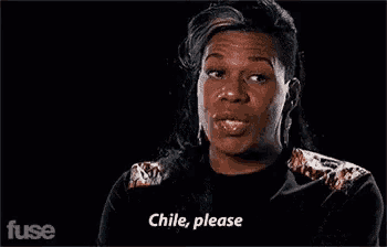 a man is making a funny face and saying chile , please .