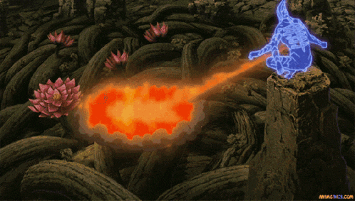 a painting of a skeleton with a flame coming out of it and the website animencl.com