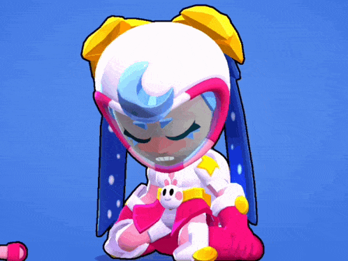 a cartoon character wearing a pink and white outfit with a crescent moon on her head