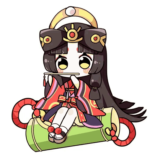 a cartoon drawing of a girl sitting on a drum