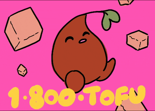 a cartoon drawing of a tofu stand with the words family owned below it