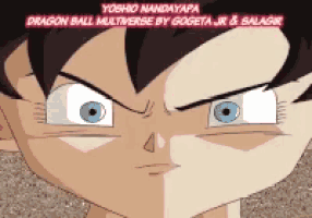a close up of a cartoon character with the words dragon ball multiverse on the bottom