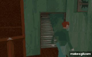 a man walking down stairs in a video game with the words make a gif.com below him