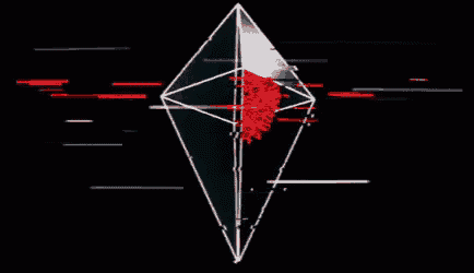 a black and white diamond with a red center