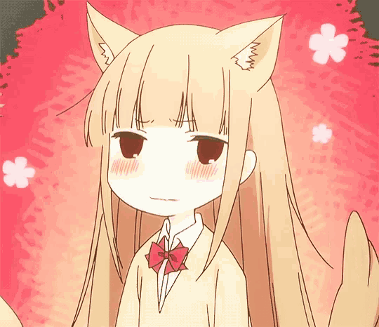 a girl with cat ears is wearing a bow tie .