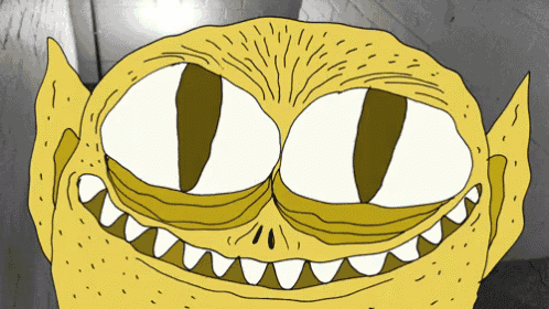 a cartoon drawing of a monster with big eyes