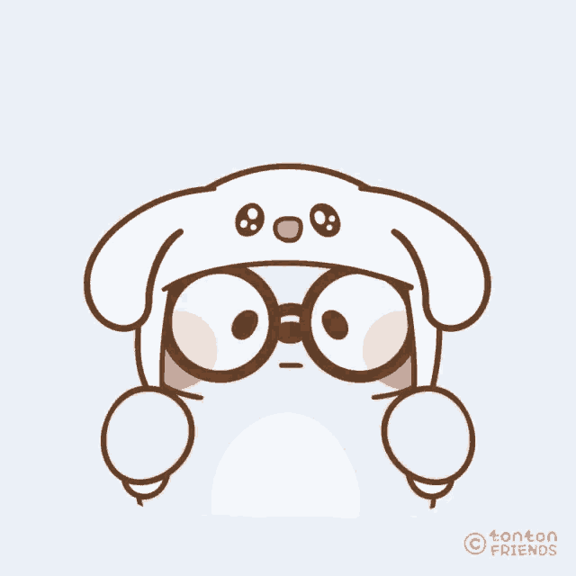 a cartoon of a bunny wearing glasses and a hat with the words " tonton friends " below it