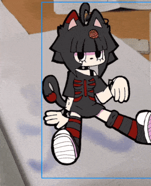 a cartoon drawing of a girl with a cat costume