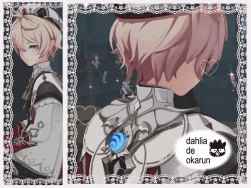 a picture of a boy with the name dahlia de okarun on the bottom