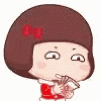 a cartoon girl with a red bow on her head is holding a cup .