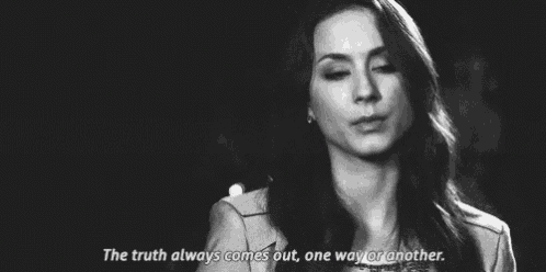 a woman is talking about the truth always comes out , one way or another .
