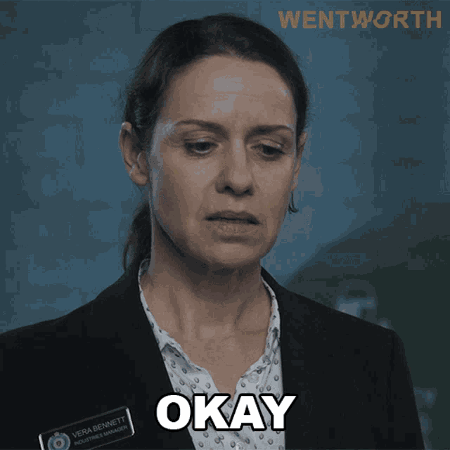 a woman with vera bennett written on her name tag