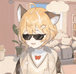 a girl with cat ears wearing sunglasses and a bow