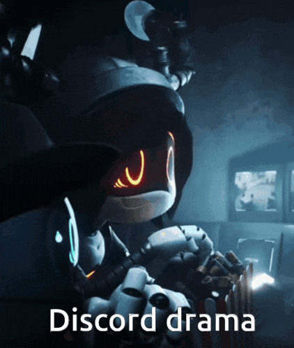 a picture of a robot that says discord drama on it