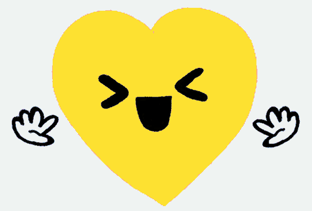 a drawing of a heart with a face on it