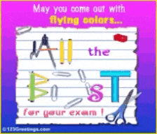a greeting card that says may you come out with flying colors