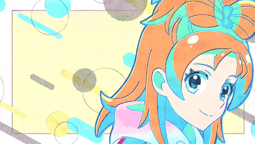 a cartoon drawing of a girl with orange hair and a cat ear