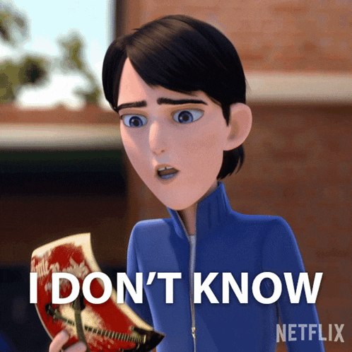 a cartoon character is holding a piece of paper that says i don 't know netflix