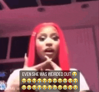 a woman with red hair is making a funny face and says even she was weirded out