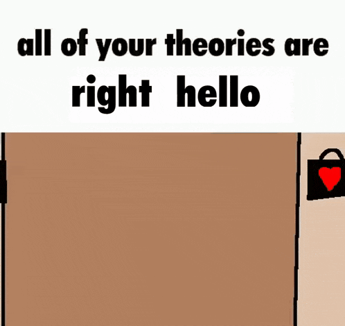 a picture of a door with the words " all of your theories are right hello " on it