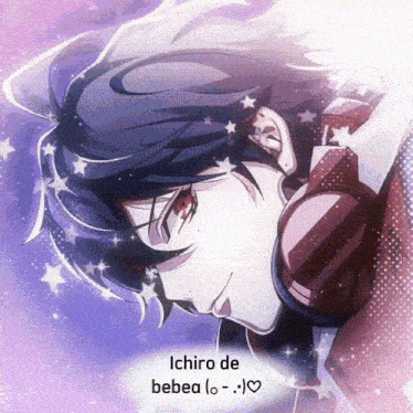 a picture of a boy with headphones and the words " ichiro de bebea " below him