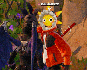 a video game character with the name krizalid1572 on the top