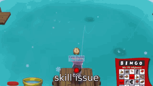 a screenshot of a video game with the words skill issue on the bottom right