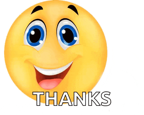 a smiley face giving a thumbs up with the words thanks written below it