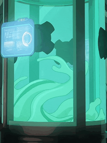 a blue box with a circle on it is hanging from a wall