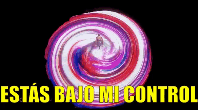 a colorful swirl with the words estas bajo mi control in yellow