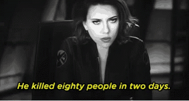 a black and white photo of a woman with a caption that says he killed eighty people in two days