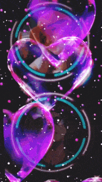 a purple heart shaped object is surrounded by other purple hearts