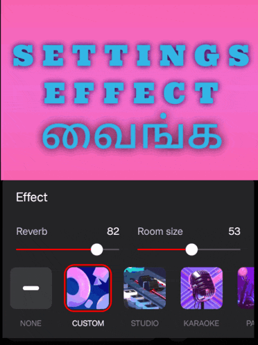a pink background with the words settings effect written in blue letters